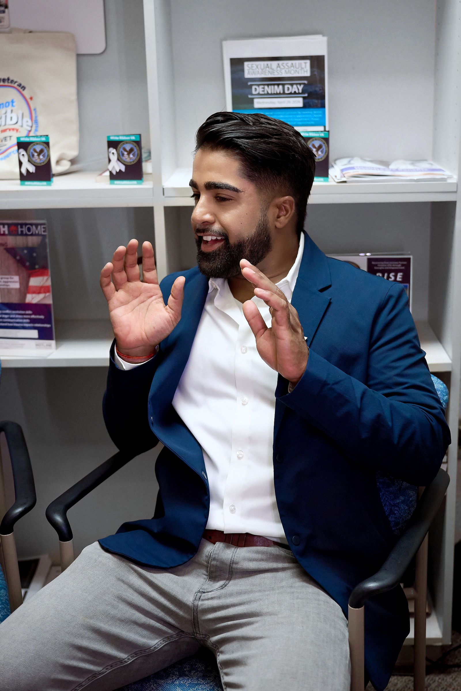 Shray Goel mid-conversation at White Ribbon USA